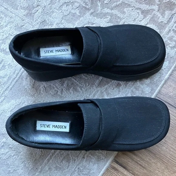 Steve Madden Vintage 90’s Black Platform Sugar Loafers - Picture 3 of 7